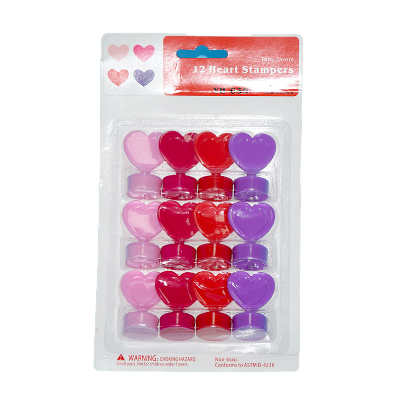 Refillable 4-Color Heart-Shaped Children's Punch Stamp Cartoon Cute Teacher Reward Stamp Planner Stamp Cross-Border Dropshipping