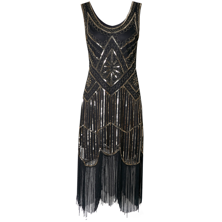 1920 vintage sequined dress beaded tassel dress Amazon popular high-end banquet short dress
