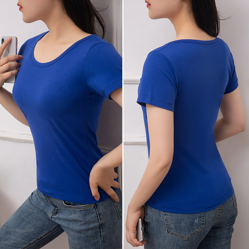 Tingzi Square Dance Clothing New Suit Solid Color Sports Fitness Leisure Cotton Summer Short-sleeved T-shirt Women's ins Trendy