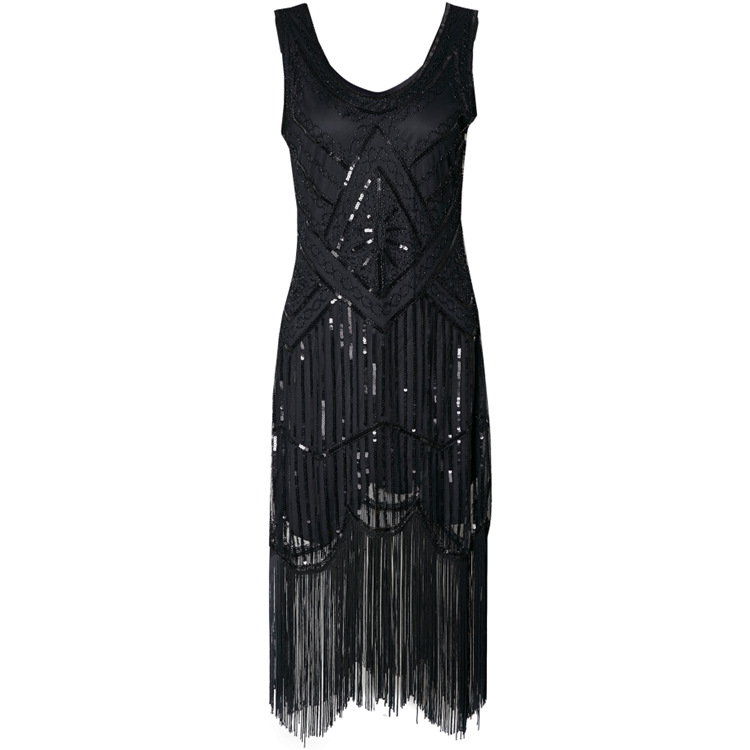 1920 vintage sequined dress beaded tassel dress Amazon popular high-end banquet short dress