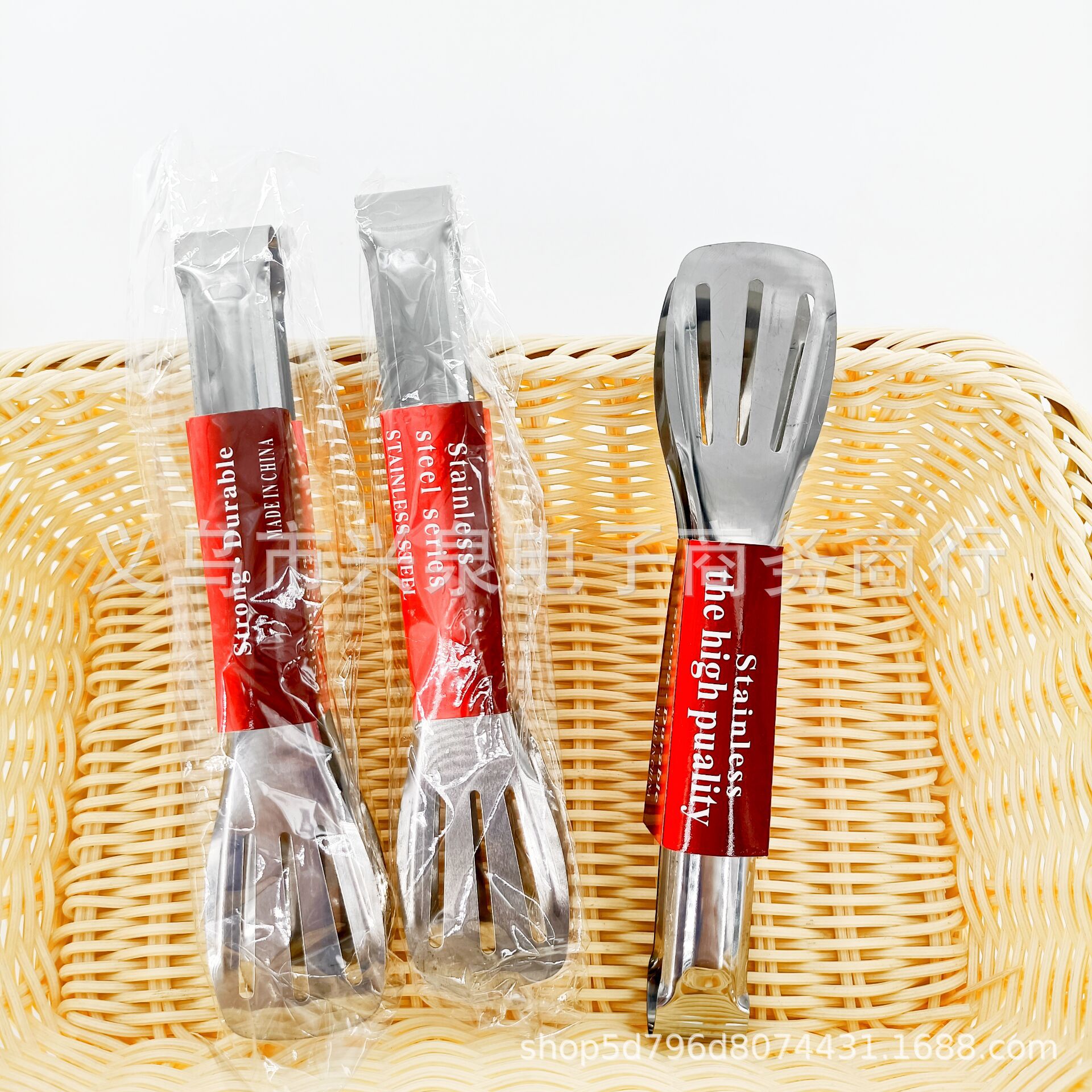 Зажимы из трех линий из стали 7 дюймов, щипцы для еды, щипцы для жарки и барбекю, щипцы для стейков, паровых булочек, хлеба