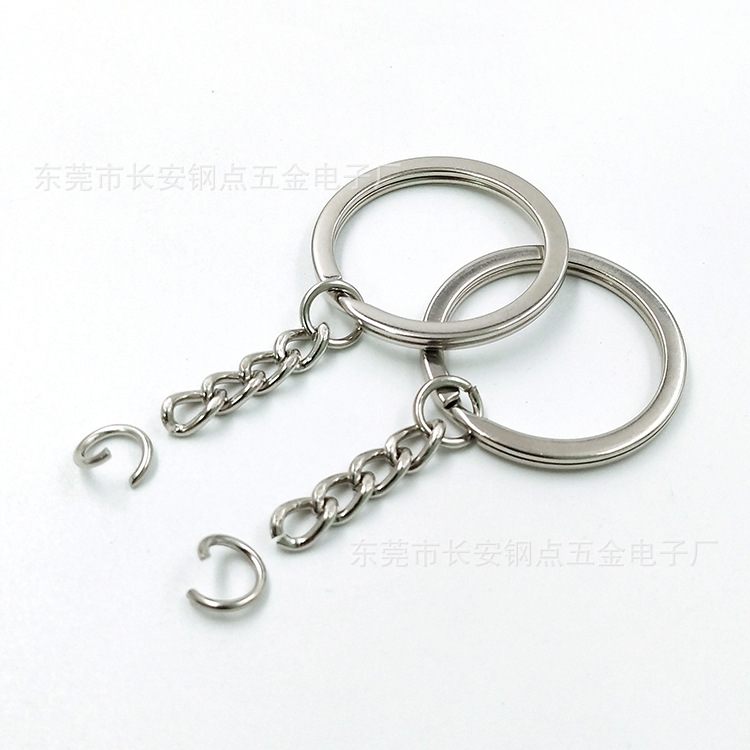 Factory direct key ring + chain 30 flat ring buckle 4 chain PVC key chain toy hanging ring