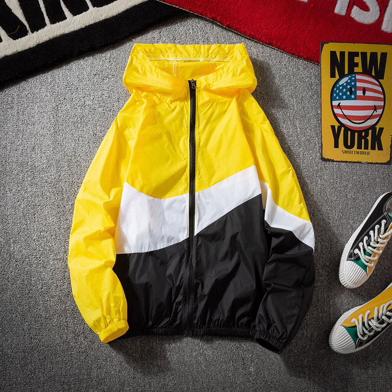 Cross-border e-commerce supply summer stitching hooded skin clothing casual breathable lightweight clothing men's color matching fishing sunscreen clothing