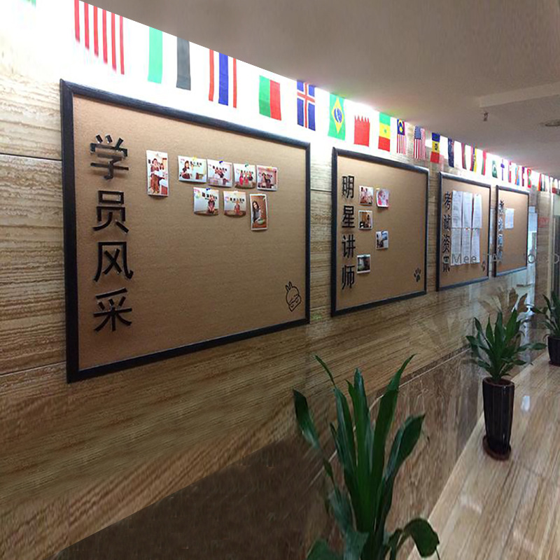 Factory production cork board black solid wood frame photo wall message background wall note water pine board support customization