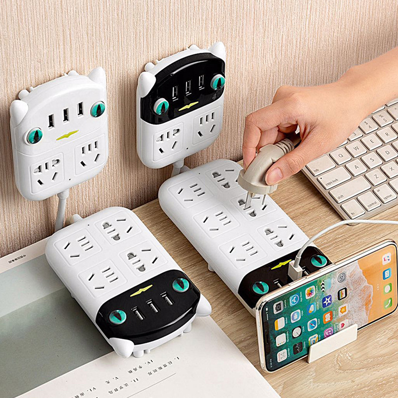 Smart Power Strip with USB Panel, Multi-Port Extension Socket with Cable, Household Gift Power Strip with Safety Protection
