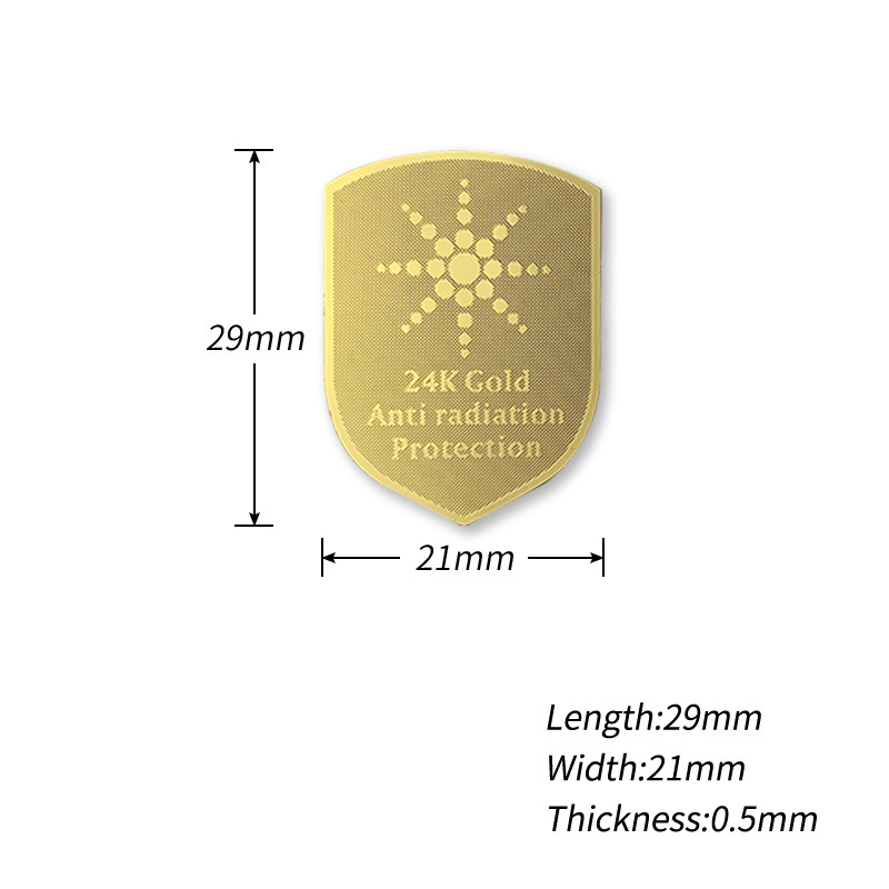 5g Emf Protection Shield-Shaped Radiation-Proof Energy Mobile Phone Sticker 24K Metal Energy Sticker Factory Wholesale