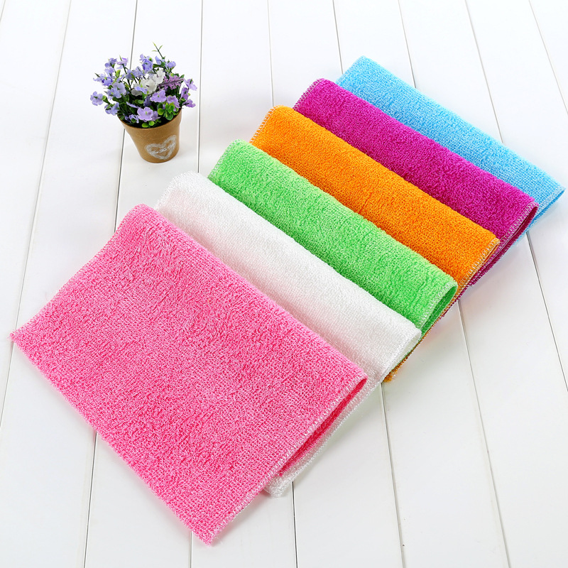 Bamboo fiber dishwashing towel absorbent non-oil kitchen cleaning cloth scouring cloth household Daily necessities a generation of hair