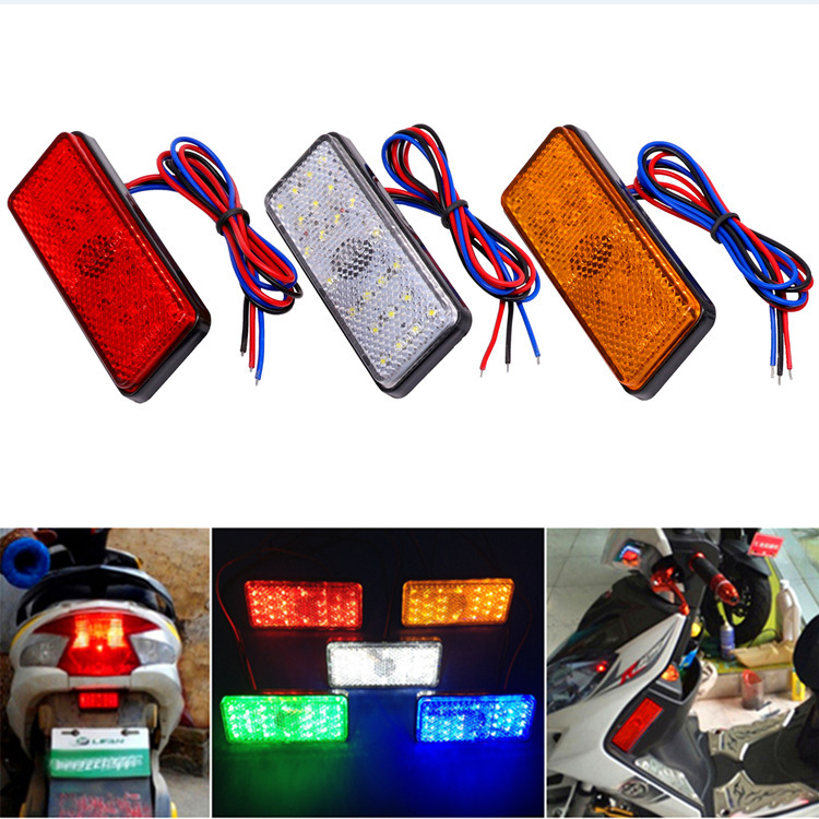 Electric Vehicle 24Led Reflector Motorcycle Trailer Reflector Driving Light Waterproof Luminous License Plate Tail Light