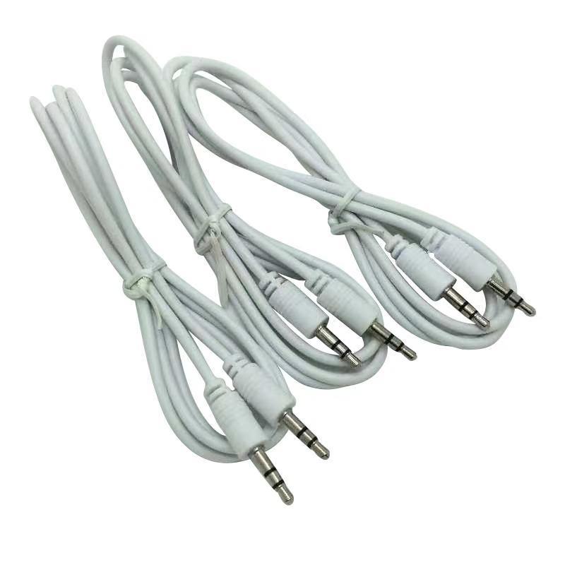 White 25cm pure copper 3.5mm male-to-male dual-channel aux audio cable speaker headset recording and charging cable