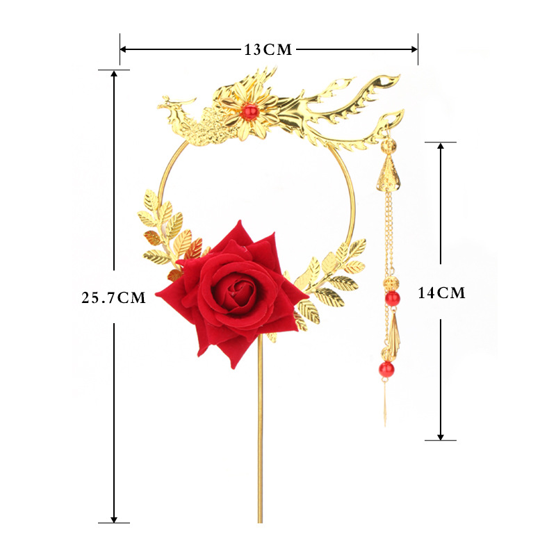 Original New Big Red Rose Phoenix Creative Plug-in Tanabata Romantic courtship Birthday Cake Baking Decorations