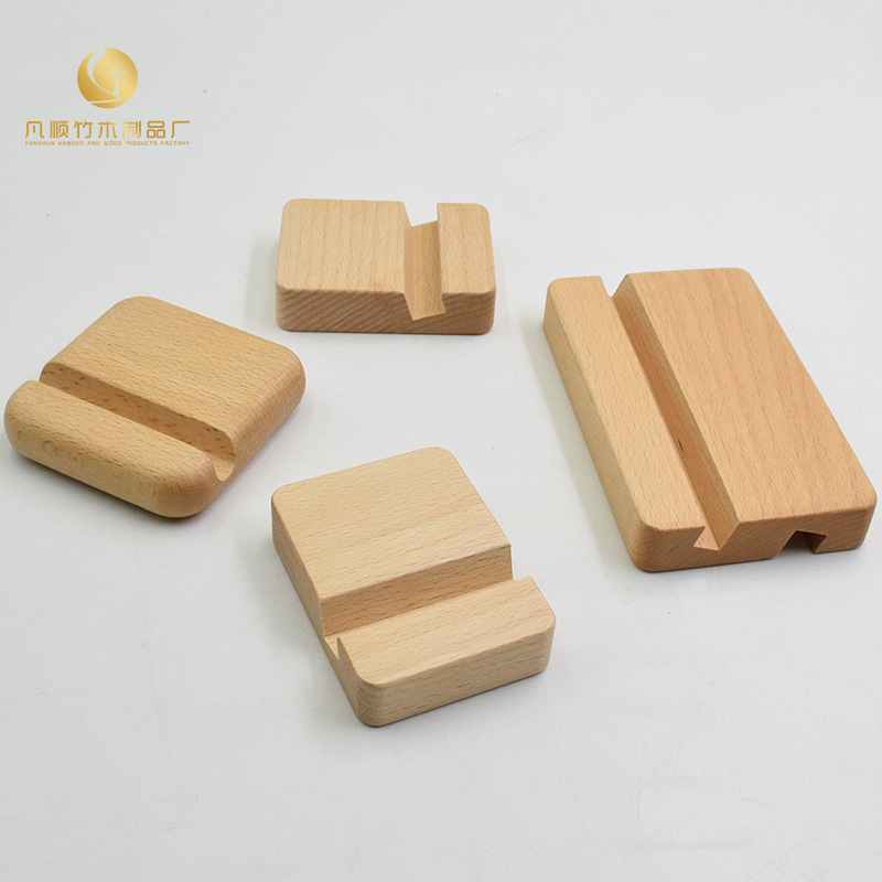 Solid Wood mobile phone holder creative desktop Beech black walnut wooden mobile phone holder laser logo gift wholesale