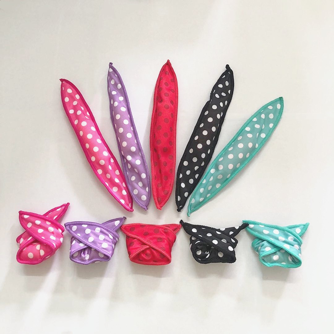 Hot Selling Polka Dot Curling Iron Pear Blossom Head Heatless Curling Iron Sponge Curling Artifact Bow Sleep Hair Curling