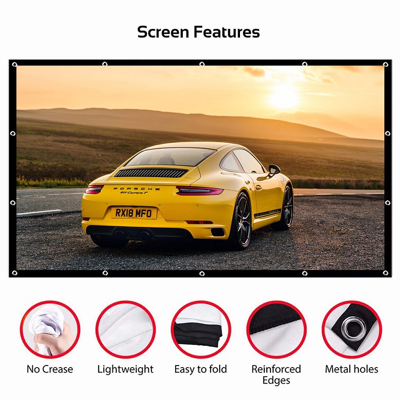 Simple Foldable Polyester Soft Screen Projector Screen for Home Use 100inch 120inch Outdoor Movie High-Definition Projection Screen
