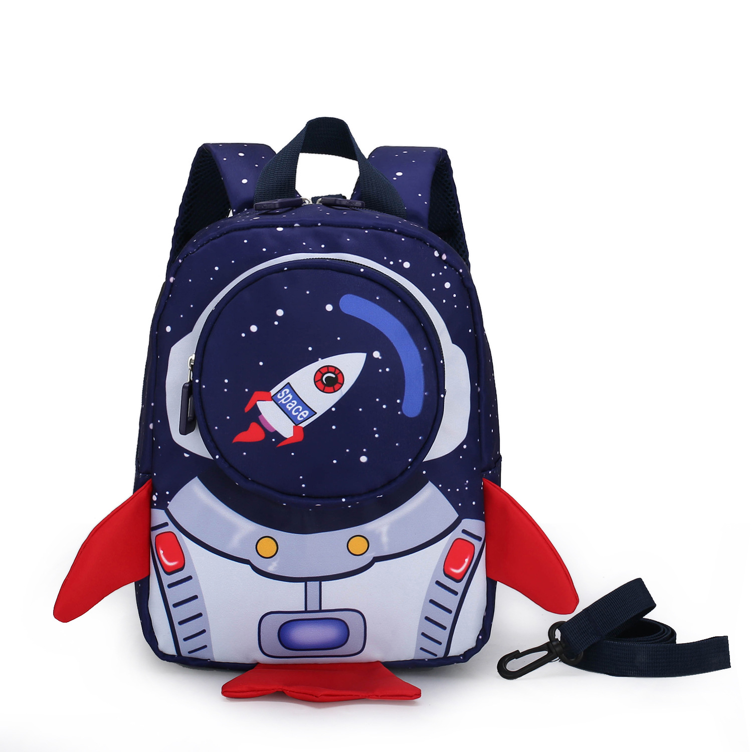 New Korean-Style Children's British Schoolbag with Anti-Lost Traction Rope, Kindergarten Backpack with Cartoon Rocket Design for Export