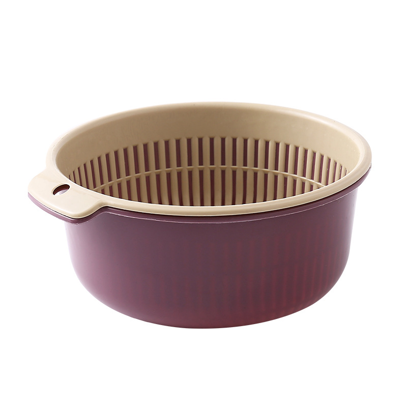Kitchen Supplies Double-Layer Plastic Drain Basket Thickeneded Large Plastic Storage Vegetable Basket Vegetable Drain Basket Products
