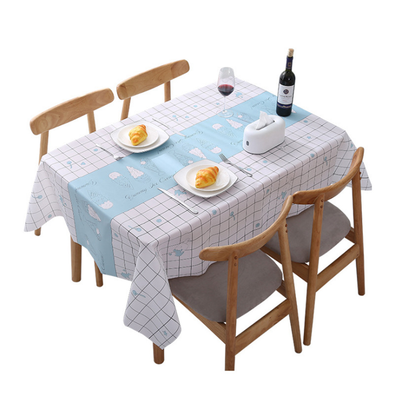 Scandinavian Style Warm and High Temperature Resistant Tablecloth Ins Tablecloth Waterproof and Oil-Proof No-Wash High-End Pvc Plaid Tablecloth