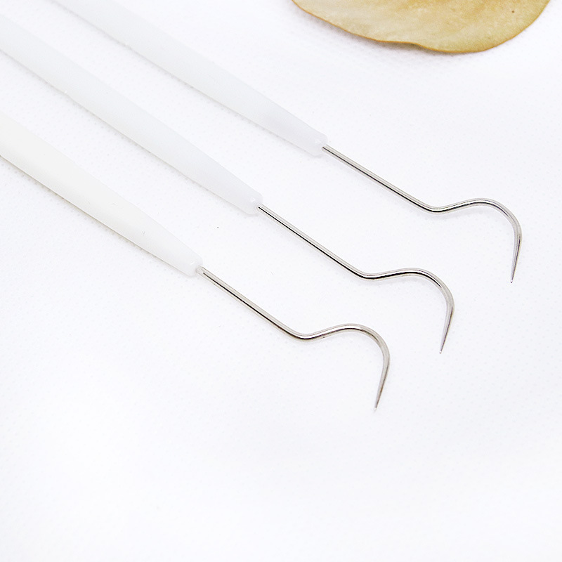 [Factory direct sales] double-headed crochet stainless steel three-way crochet Wenwan Diamond Walnut cleaning needle White