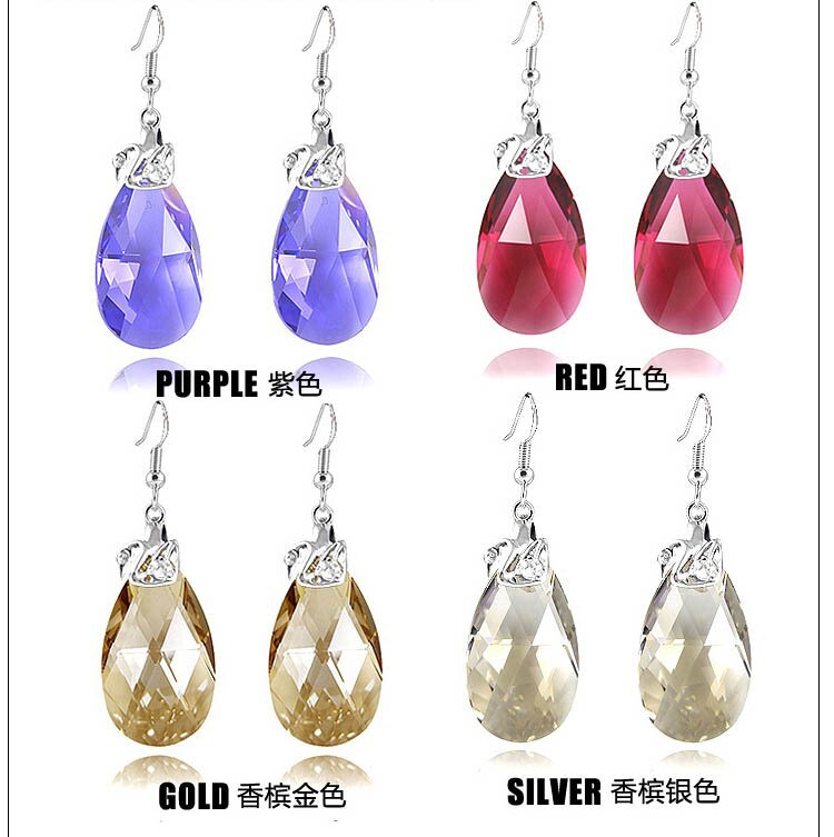 Factory Direct Imported Austrian Crystal Earrings 925 Sterling Silver Ear Hook Water Drop Crystal