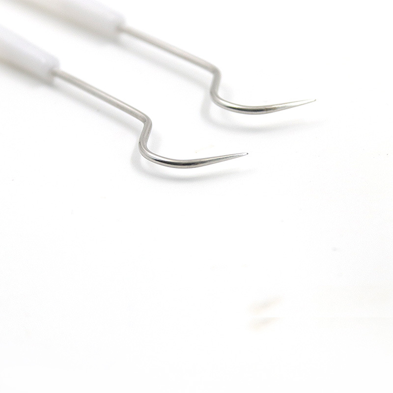 [Factory direct sales] double-headed crochet stainless steel three-way crochet Wenwan Diamond Walnut cleaning needle White