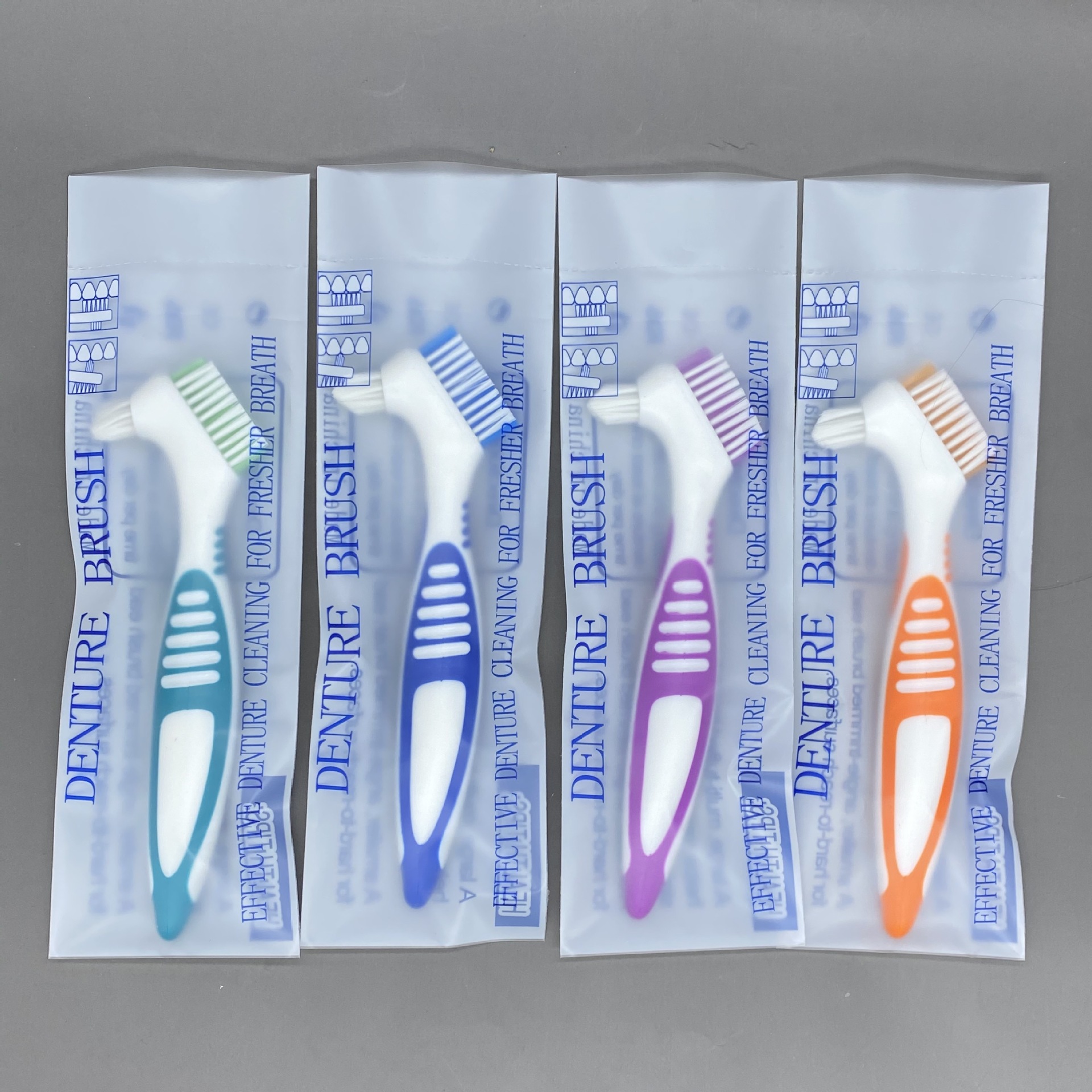 Factory production denture toothbrush travel cleaning toothbrush export foreign trade fake toothbrush denture brush hot bag