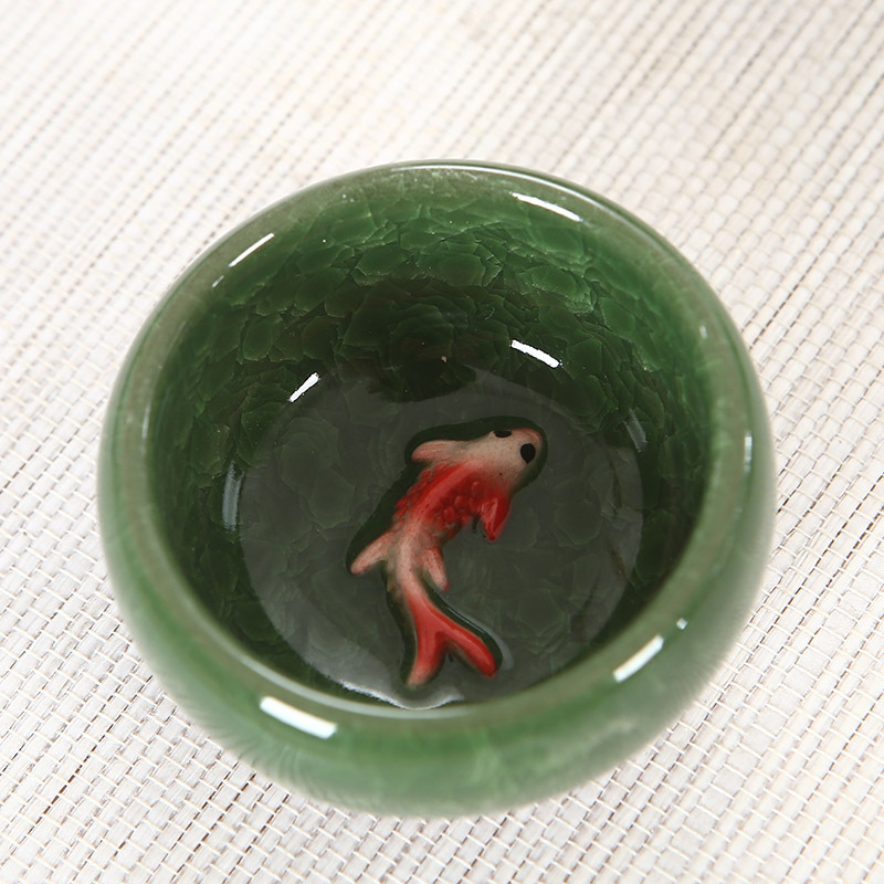 Kiln Ice Crack Fish Cup 46 Ceramic Cup Inventory Clearance Business Activities National Day Mid-Autumn Festival Promotion Gifts