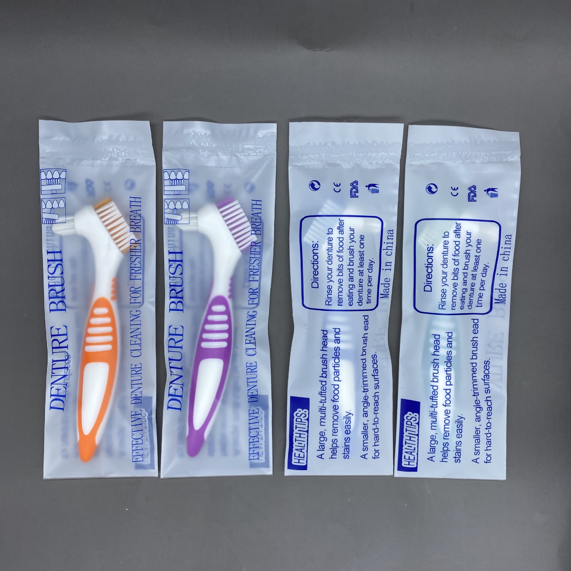 Factory production denture toothbrush travel cleaning toothbrush export foreign trade fake toothbrush denture brush hot bag