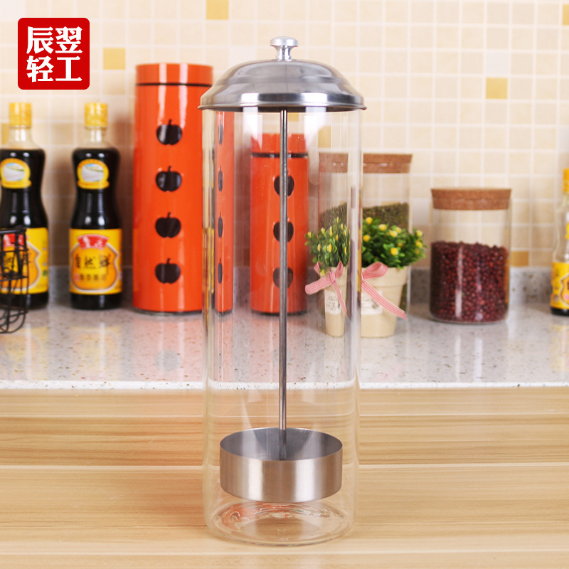 Стеклянная бутылка для хранения соломки, ведро для хранения из высокобorosilicate стекла с крышкой из нержавеющей стали