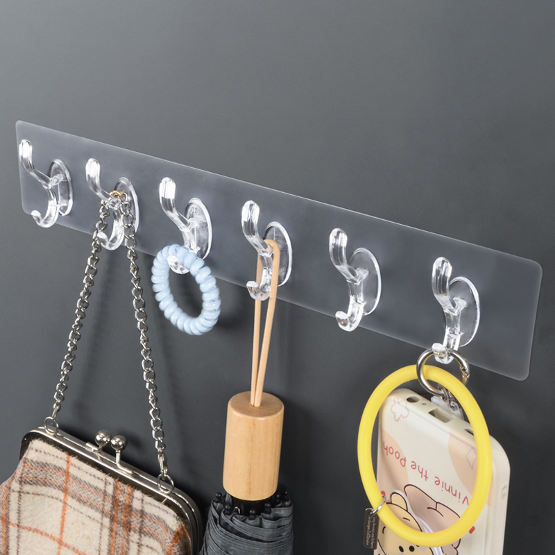 Прозрачный бесшовный крючок, без сверления, для ванной и кухни