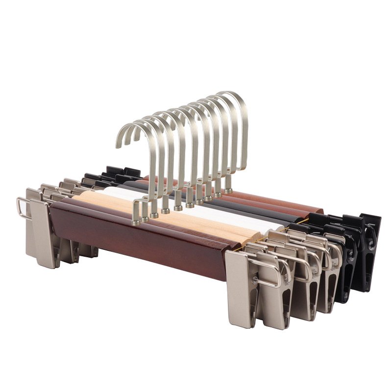 Solid Wood Pants Rack for Clothing Stores, Non-Slip Wooden Pants Hanger for Men and Women, Children's Pants Clip Wholesale with Logo