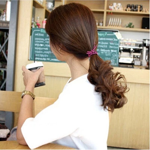 Multi-strand colored thread rubber band pure hand-woven twist hair belt non-wrapped hair ring bow knot hair rope stall