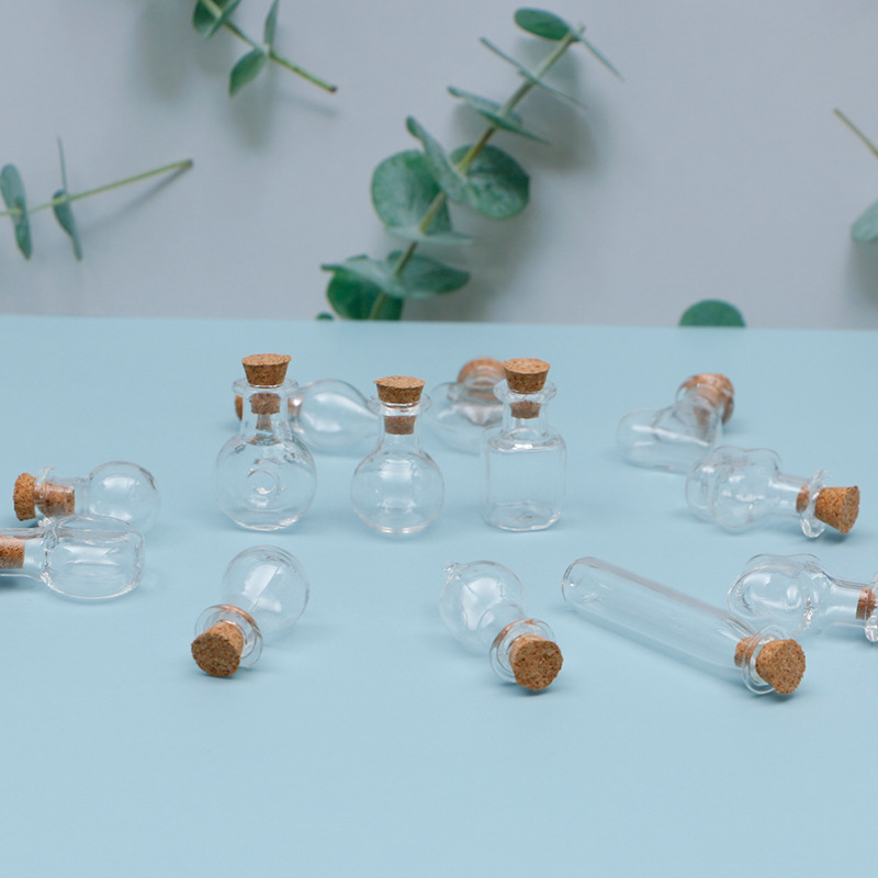 Glass Drift Bottle Wishing Bottle Creative Literary Compact Mini Glass Bottle DIY Shape Cork Glass Bottle