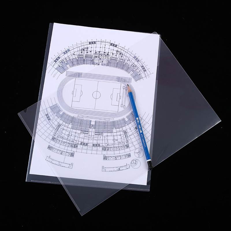 Single-Piece L-Shaped Folder, Two-Page Document Protective Cover, Data Organizer Folder, Document Bag, A4 Transparent Folder