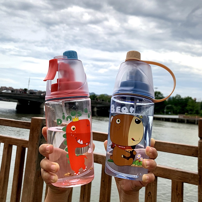 Summer Spray Cup Children's Plastic Water Cup Male and Female Primary School Students Outdoor Sports Creative Internet Celebrity Cup Customization