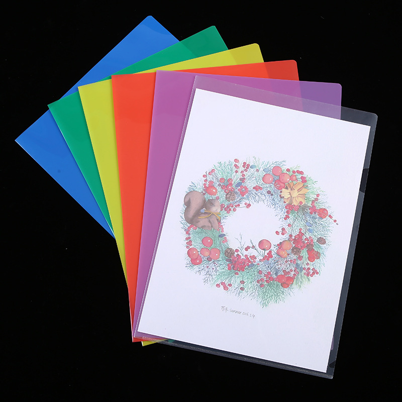 Single-Piece L-Shaped Folder, Two-Page Document Protective Cover, Data Organizer Folder, Document Bag, A4 Transparent Folder