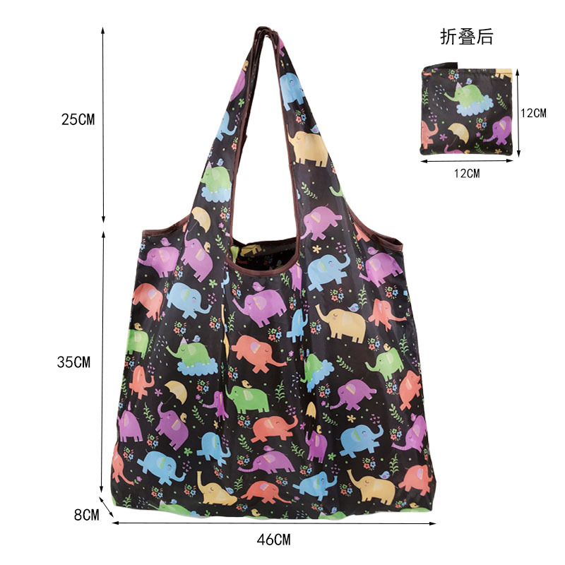 Spot quick hair large 190T flower cloth portable shopping bag polyester bag wholesale folding bag advertising gift bag