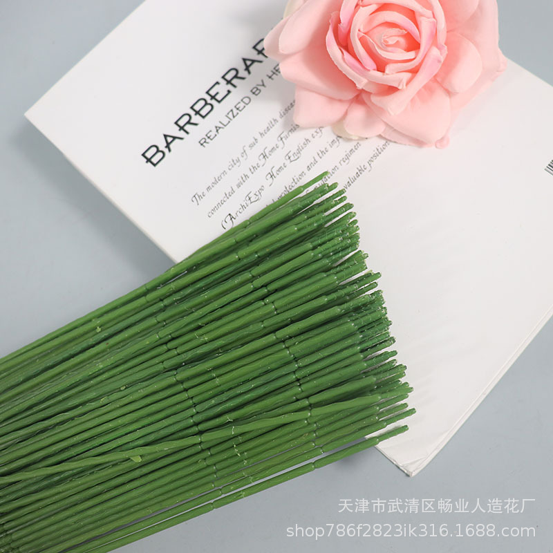 Factory wholesale flower rod iron wire artificial flower Rod plastic diy flower Rod rubber green thick rod row stick flower