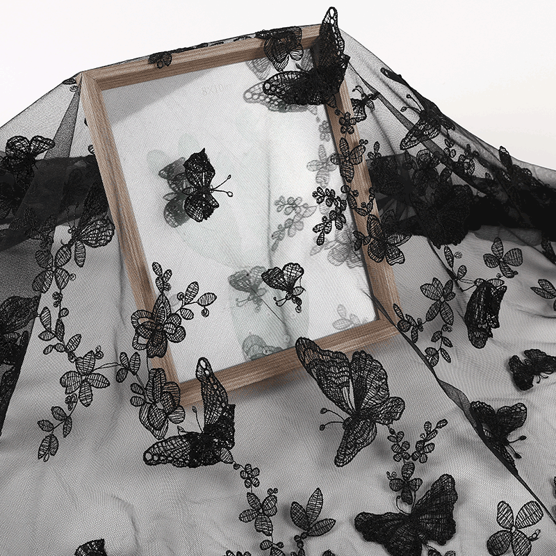 2025 новая ткань с вышивкой бабочек для детских юбок