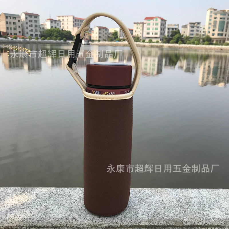 Factory Direct Sales Solid Color Straight Elastic Thermos Cup Cover Can Be Carried on the Back with Diving Material Cup Cover Insulation and Anti-Fall Wholesale