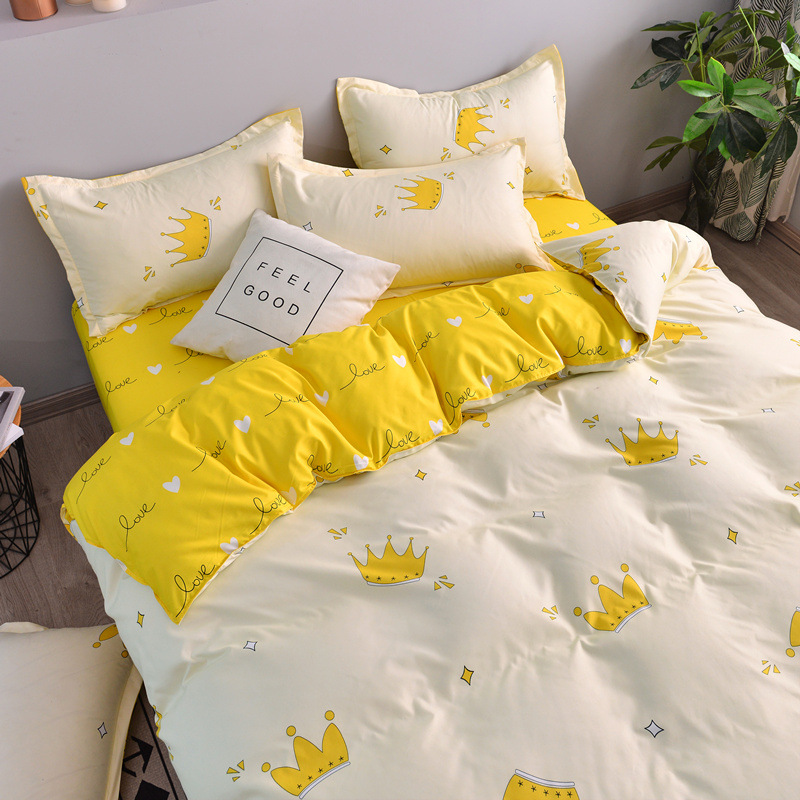 Factory wholesale Aloe cotton four-piece bedding set student dormitory quilt sheet 4-piece one-piece delivery