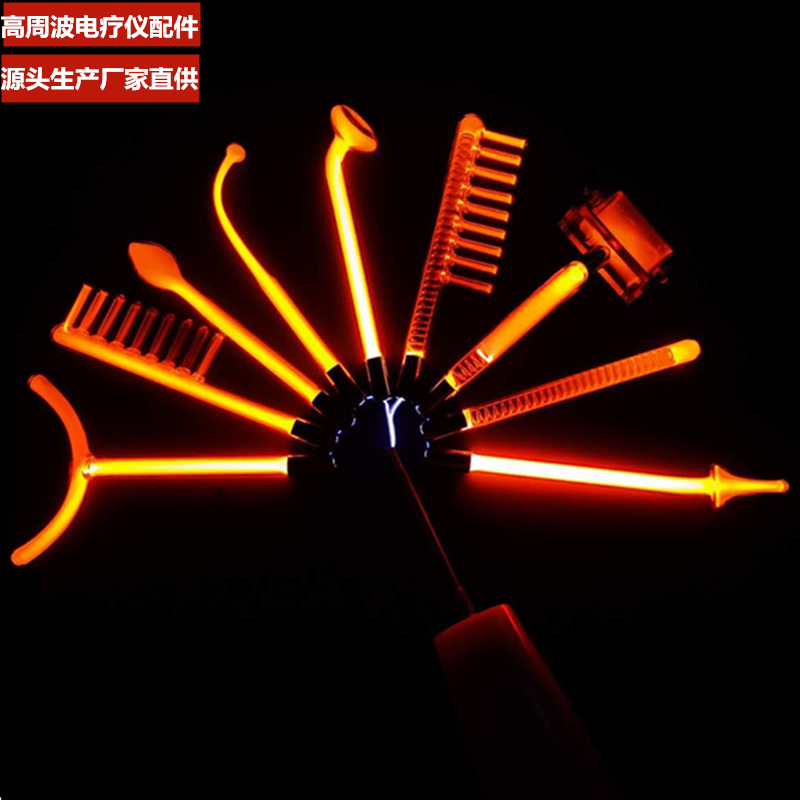 Прибор для высокочастотной электролечения, аксессуары из стеклянной трубки, красный свет, фиолетовая электролечебная палочка, расческа для электролечения