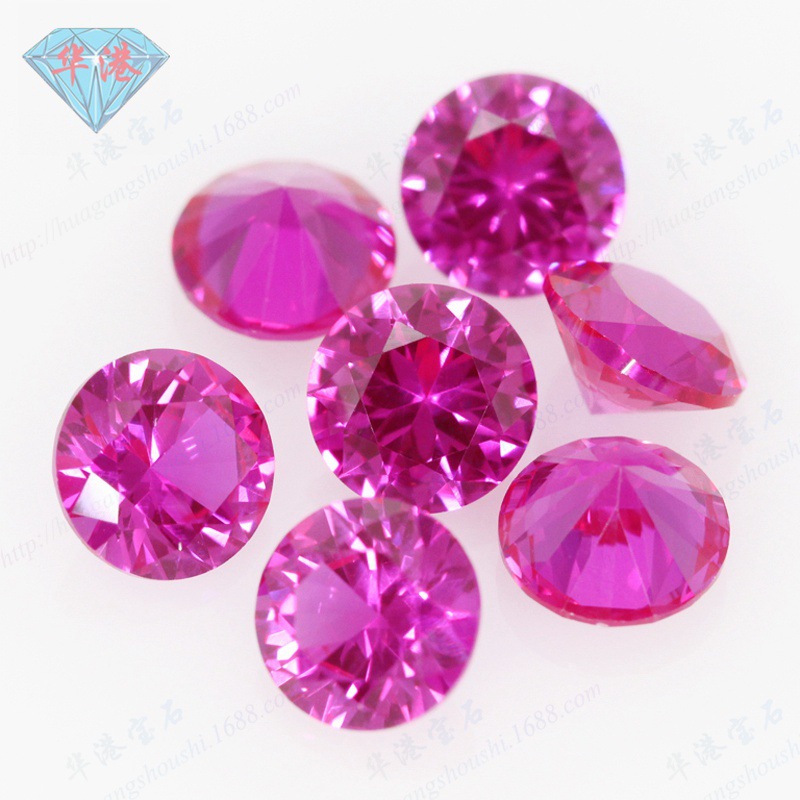 Round 2# 3# 5# 8# 34# red White blue green yellow orange corundum synthetic red sapphire bare stone artificial ring