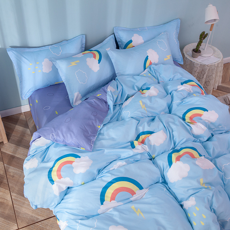 Factory wholesale Aloe cotton four-piece bedding set student dormitory quilt sheet 4-piece one-piece delivery