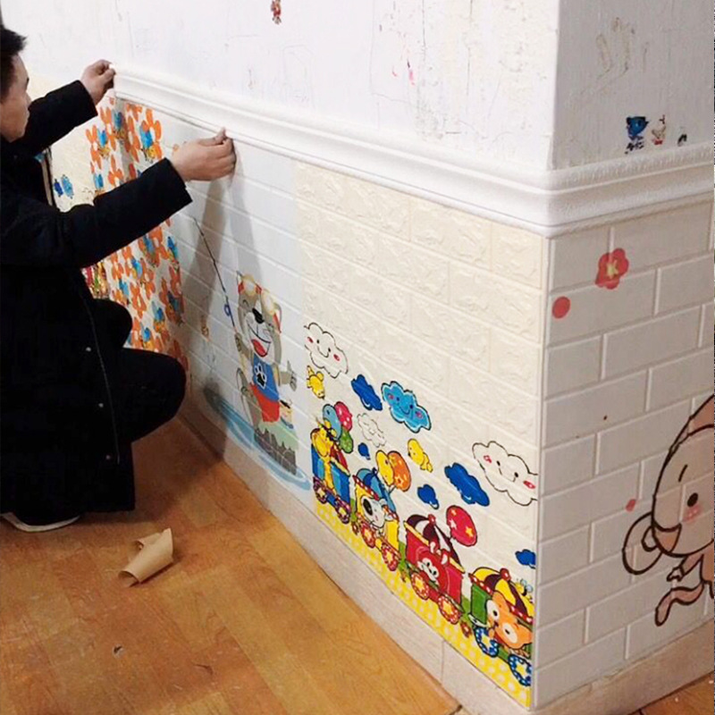 Waterproof self-adhesive 3d three-dimensional skirting wall stickers TV background wall border edge banding foam waist line decorative stickers