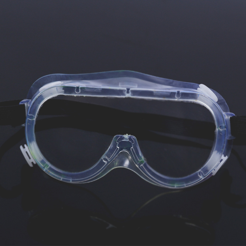 Wholesale labor protection glasses pc four-bead goggles anti-fall dustproof windproof sand-proof splash-proof white flat goggles
