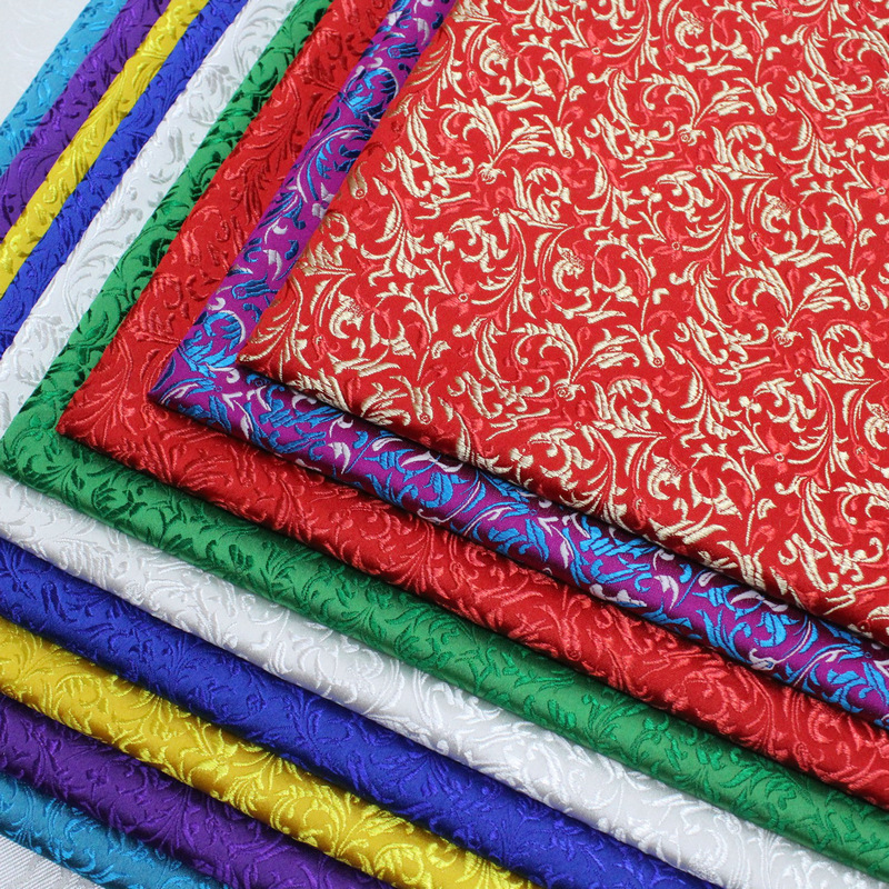 Chinese Style Cheongsam Doll Clothes Hanfu Mongolian Robe Fabric Decoration Handmade Jacquard Brocade Satin Malt Flower Fabric