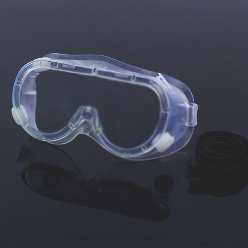 Wholesale labor protection glasses pc four-bead goggles anti-fall dustproof windproof sand-proof splash-proof white flat goggles