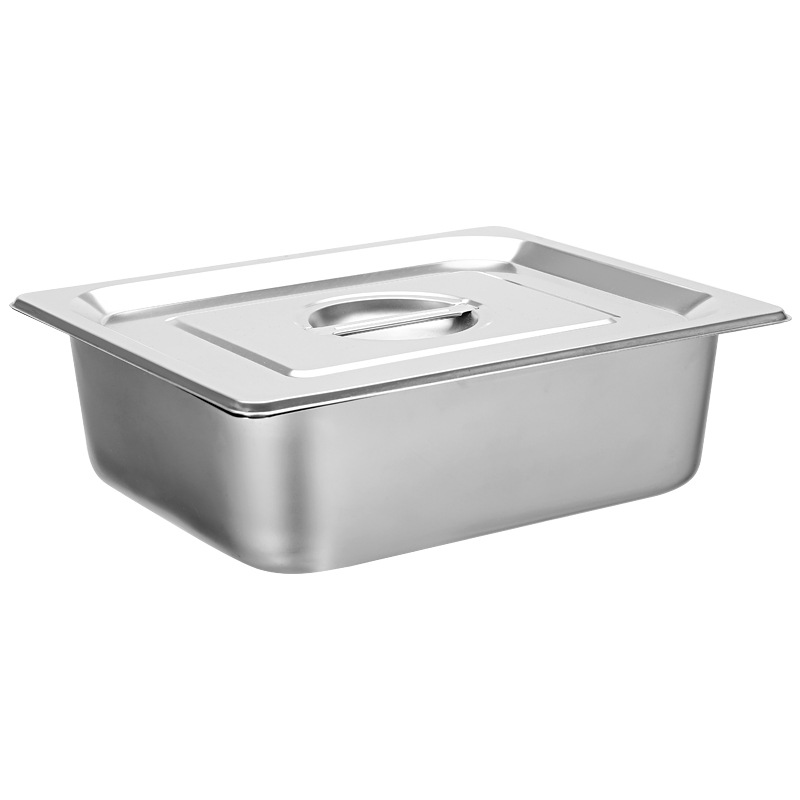304 Stainless Steel Portion Basin Thickened Dining Basin with Lid Rectangular Stainless Steel Basin 1/1 Portion Plate Stainless Steel Square Basin
