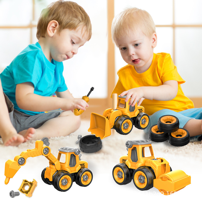 Cross-Border Kidsren's Disassembly and Assembly Engineering Vehicle Toy DIY Nut Assembly Puzzle Disassembly Artificial Sliding Excavation Disassembly Vehicle