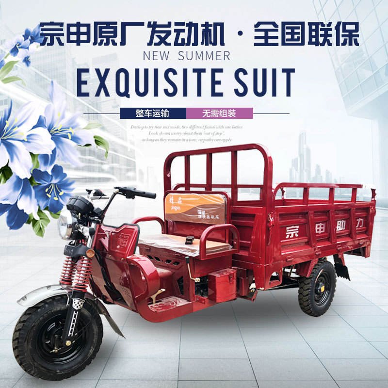 Gasoline Three-Wheeled Motorcycle Cargo Agricultural Zongshen Power Old-Age Walking Flat Ride Section Dump Fuel Tricycle