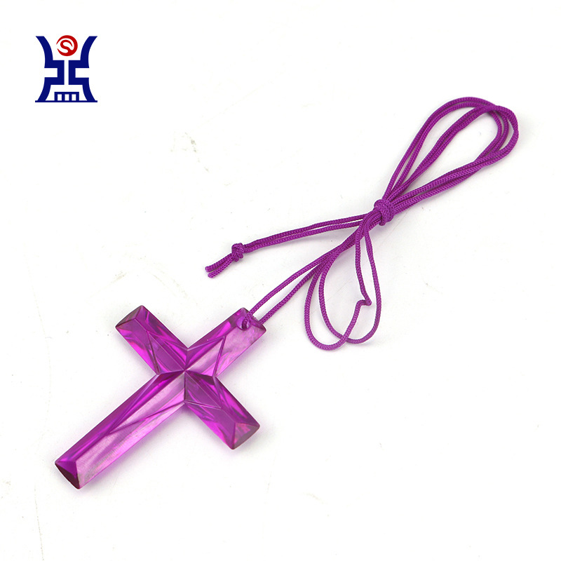 Manufacturers supply in stock cross pendant children's toys with rope necklace ornaments multi-color optional cross necklace